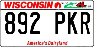 WI license plate 892PKR