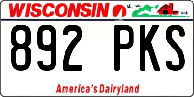 WI license plate 892PKS