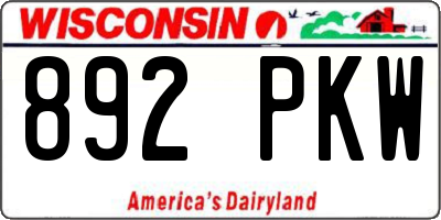 WI license plate 892PKW