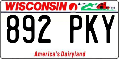 WI license plate 892PKY