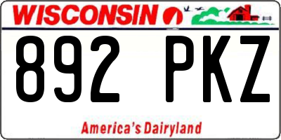 WI license plate 892PKZ