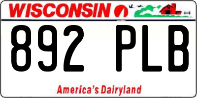 WI license plate 892PLB