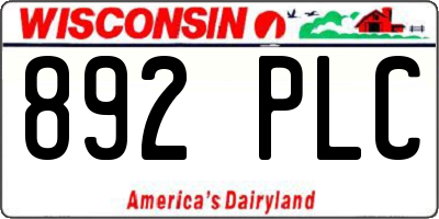 WI license plate 892PLC