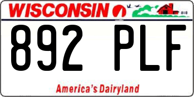 WI license plate 892PLF