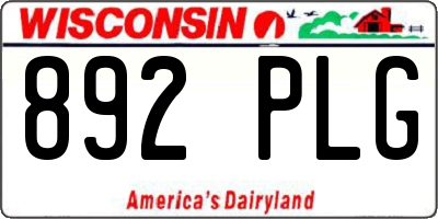 WI license plate 892PLG