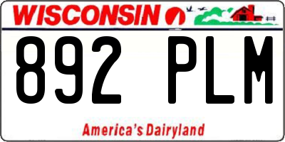 WI license plate 892PLM