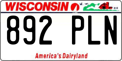 WI license plate 892PLN