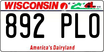 WI license plate 892PLO