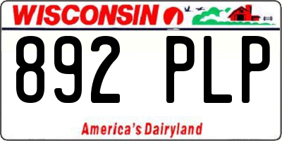 WI license plate 892PLP