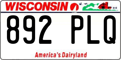 WI license plate 892PLQ
