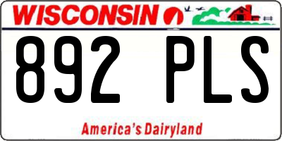 WI license plate 892PLS