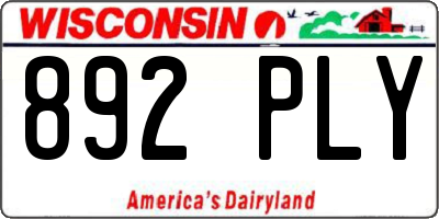 WI license plate 892PLY