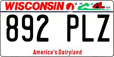 WI license plate 892PLZ