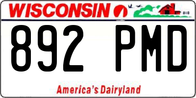 WI license plate 892PMD