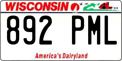 WI license plate 892PML