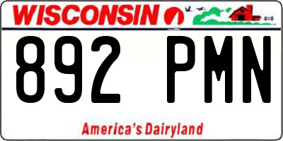 WI license plate 892PMN