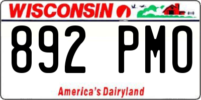 WI license plate 892PMO