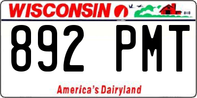 WI license plate 892PMT