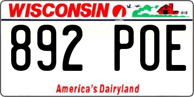 WI license plate 892POE