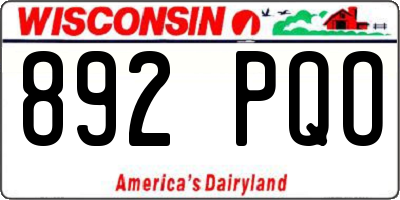 WI license plate 892PQO