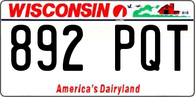 WI license plate 892PQT