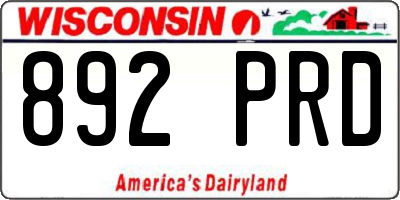 WI license plate 892PRD