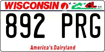 WI license plate 892PRG