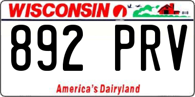 WI license plate 892PRV