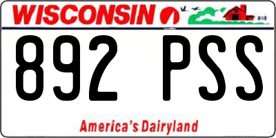 WI license plate 892PSS