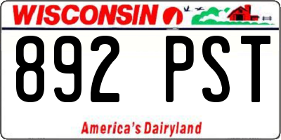WI license plate 892PST
