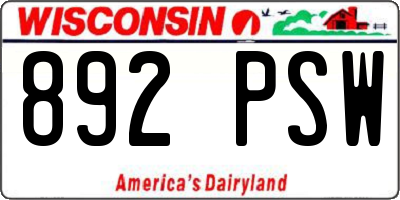 WI license plate 892PSW
