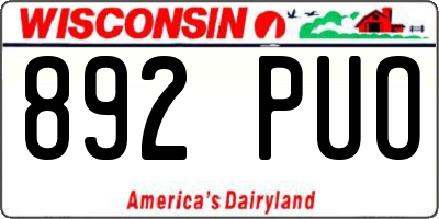 WI license plate 892PUO