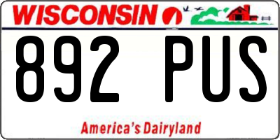 WI license plate 892PUS