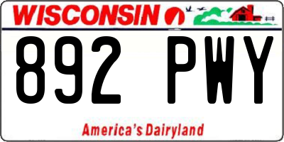 WI license plate 892PWY