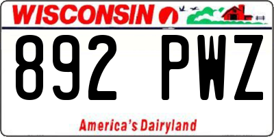 WI license plate 892PWZ