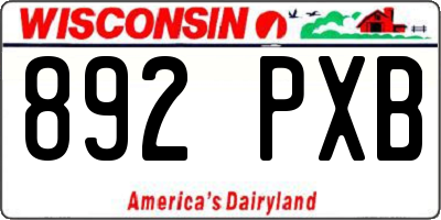 WI license plate 892PXB