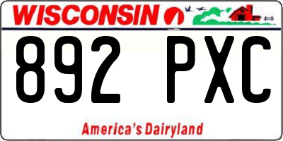 WI license plate 892PXC