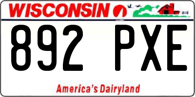 WI license plate 892PXE