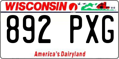 WI license plate 892PXG
