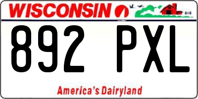 WI license plate 892PXL