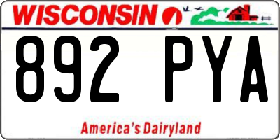 WI license plate 892PYA
