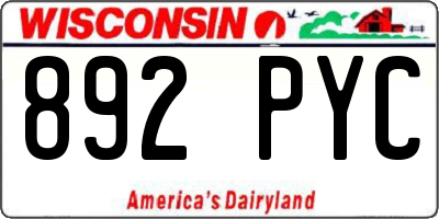 WI license plate 892PYC