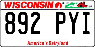 WI license plate 892PYI