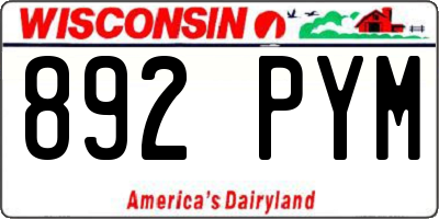 WI license plate 892PYM