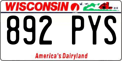 WI license plate 892PYS