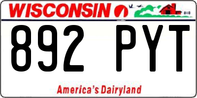 WI license plate 892PYT