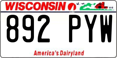 WI license plate 892PYW