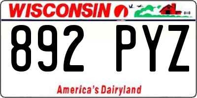 WI license plate 892PYZ