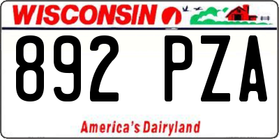 WI license plate 892PZA