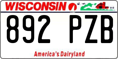 WI license plate 892PZB
